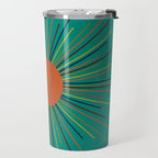Mid-Century Modern Sunburst - Minimalist Abstract Sun in Mid Mod Orange, Olive, Mustard, and Teal Turquoise Travel Mug Gallery Image 2