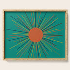 Mid-Century Modern Sunburst - Minimalist Abstract Sun in Mid Mod Orange, Olive, Mustard, and Teal Turquoise Serving Tray Gallery Image 1