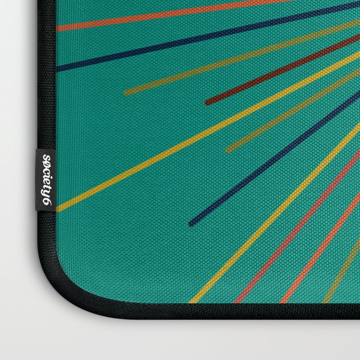 Mid-Century Modern Sunburst - Minimalist Abstract Sun in Mid Mod Orange, Olive, Mustard, and Teal Turquoise Laptop Sleeve Gallery Image 3
