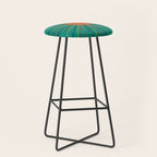 Mid-Century Modern Sunburst - Minimalist Abstract Sun in Mid Mod Orange, Olive, Mustard, and Teal Turquoise Stool Gallery Image 1
