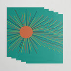 Mid-Century Modern Sunburst - Minimalist Abstract Sun in Mid Mod Orange, Olive, Mustard, and Teal Turquoise Wrapping Paper Gallery Image 3