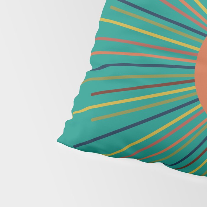 Mid-Century Modern Sunburst - Minimalist Abstract Sun in Mid Mod Orange, Olive, Mustard, and Teal Turquoise Pillow Sham Gallery Image 4