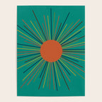 Mid-Century Modern Sunburst - Minimalist Abstract Sun in Mid Mod Orange, Olive, Mustard, and Teal Turquoise Poster Gallery Image 4