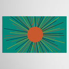 Mid-Century Modern Sunburst - Minimalist Abstract Sun in Mid Mod Orange, Olive, Mustard, and Teal Turquoise Tablecloth Gallery Image 2