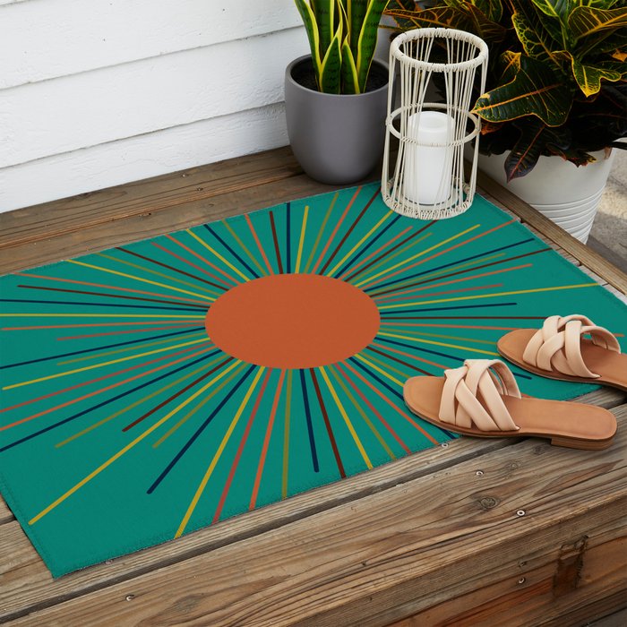 Mid-Century Modern Sunburst - Minimalist Abstract Sun in Mid Mod Orang ...