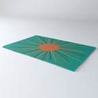 Mid-Century Modern Sunburst - Minimalist Abstract Sun in Mid Mod Orange, Olive, Mustard, and Teal Turquoise Rug Gallery Image 3