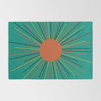 Mid-Century Modern Sunburst - Minimalist Abstract Sun in Mid Mod Orange, Olive, Mustard, and Teal Turquoise Rug Gallery Image 2
