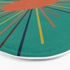 Mid-Century Modern Sunburst - Minimalist Abstract Sun in Mid Mod Orange, Olive, Mustard, and Teal Turquoise Bath Mat Gallery Image 3
