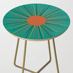 Mid-Century Modern Sunburst - Minimalist Abstract Sun in Mid Mod Orange, Olive, Mustard, and Teal Turquoise Side Table Gallery Image 2
