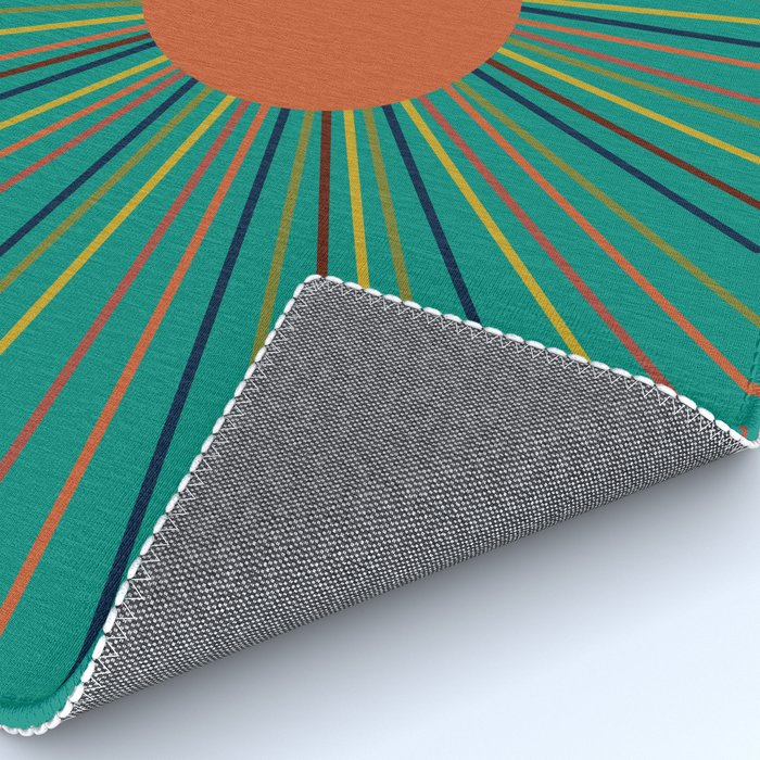 Mid-Century Modern Sunburst - Minimalist Abstract Sun in Mid Mod Orange, Olive, Mustard, and Teal Turquoise Rug Gallery Image 4