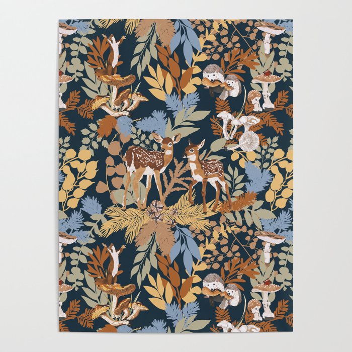 Colorful Dark Forest Animals B Poster Gallery Image 4