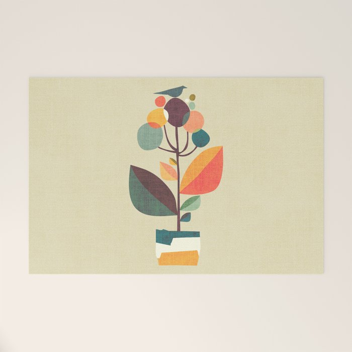 Potted plant with a bird Welcome Mat Gallery Image 1