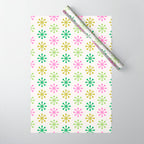 Retro Snowflakes - Pink & Green Wrapping Paper Gallery Image 1