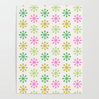 Retro Snowflakes - Pink & Green Poster Gallery Image 4