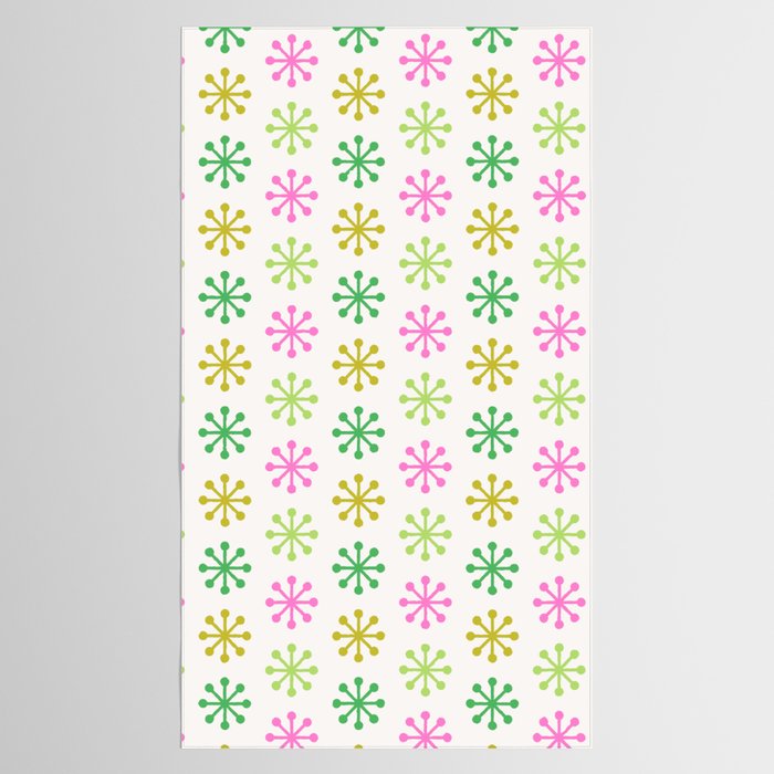 Retro Snowflakes - Pink & Green Tablecloth Gallery Image 2