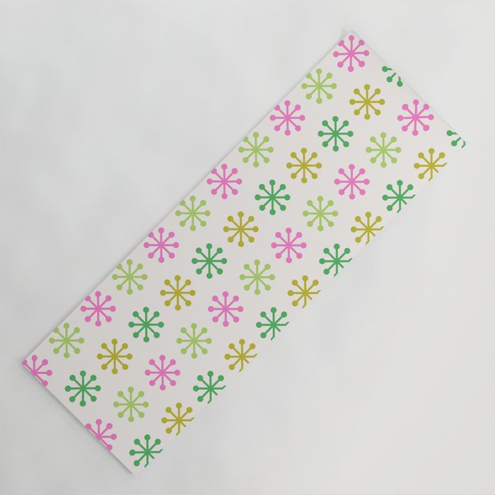 Retro Snowflakes - Pink & Green Yoga Mat Gallery Image 1