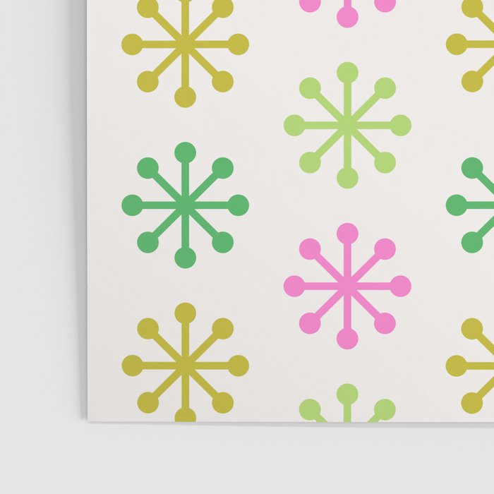 Retro Snowflakes - Pink & Green Poster Gallery Image 3