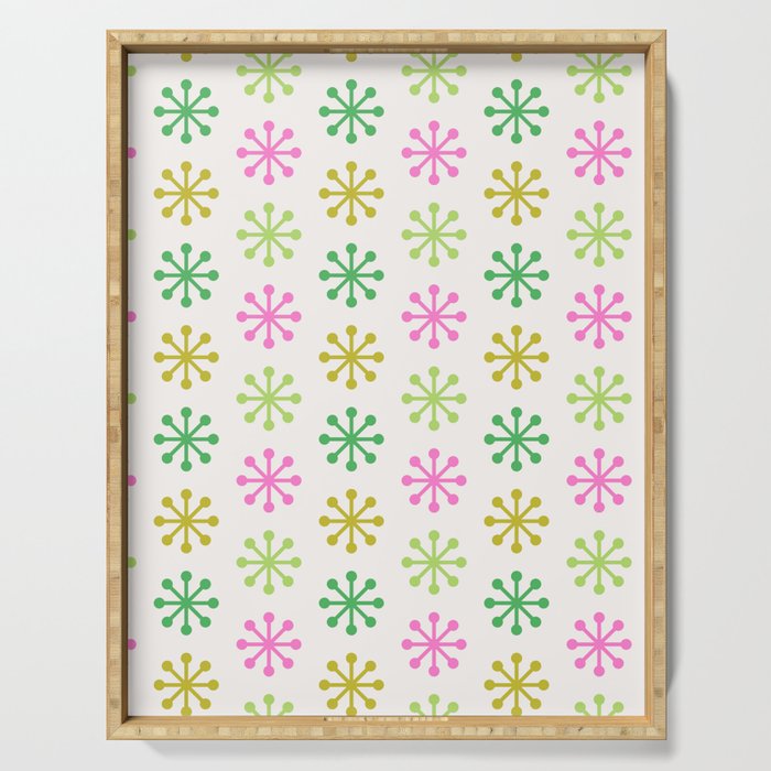 Retro Snowflakes - Pink & Green Serving Tray Gallery Image 1
