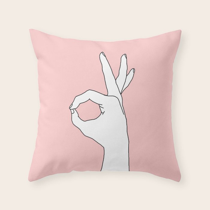 OK  OK  OK Throw Pillow Gallery Image 1