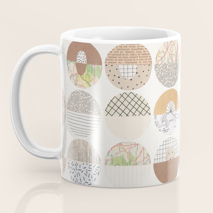 Patterned Circles: Maps & Kraft Paper Coffee Mug Gallery Image 3