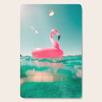 Tropical Summer Ocean, Pink Flamingo Pool Float Cutting Board Gallery Image 1