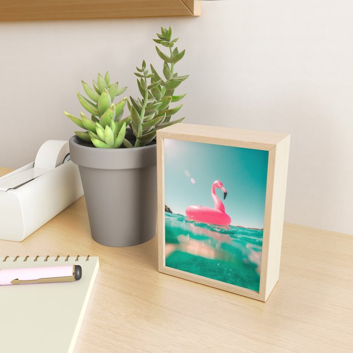 Tropical Summer Ocean, Pink Flamingo Pool Float Mini Art Print Gallery Image 2