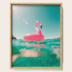 Tropical Summer Ocean, Pink Flamingo Pool Float Serving Tray Gallery Image 1