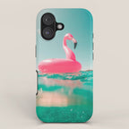 Tropical Summer Ocean, Pink Flamingo Pool Float iPhone Case Gallery Image 1