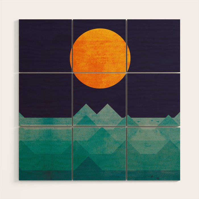 The ocean, the sea, the wave - night scene Wood Wall Art Gallery Image 1