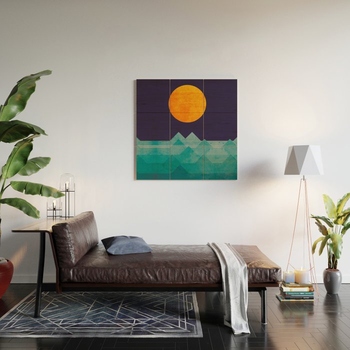 The ocean, the sea, the wave - night scene Wood Wall Art Gallery Image 2