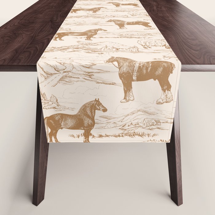 Clydesdale Horses in The Scottish Landscape  Table Runner Gallery Image 1