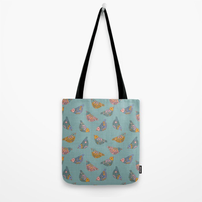 Pastel Bird Pattern  Tote Bag Gallery Image 2