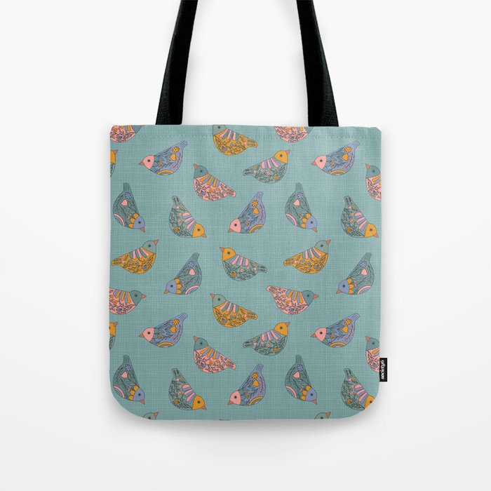 Pastel Bird Pattern  Tote Bag Gallery Image 1