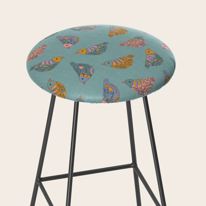 Pastel Bird Pattern  Stool Gallery Image 2