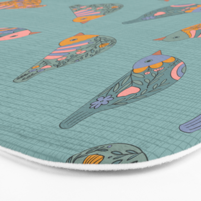 Pastel Bird Pattern  Bath Mat Gallery Image 3