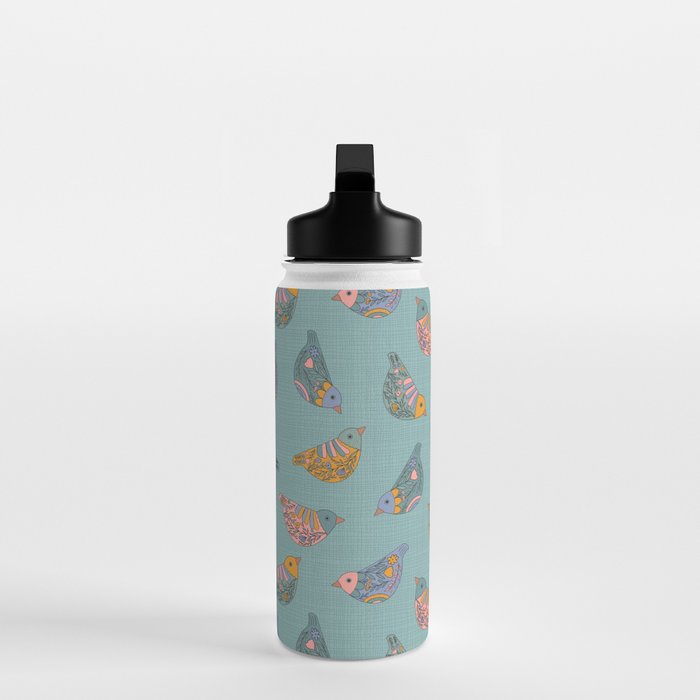 Pastel Bird Pattern  Water Bottle Gallery Image 3