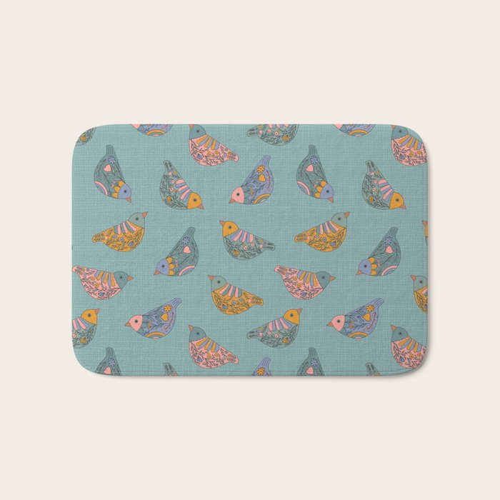 Pastel Bird Pattern  Bath Mat Gallery Image 1