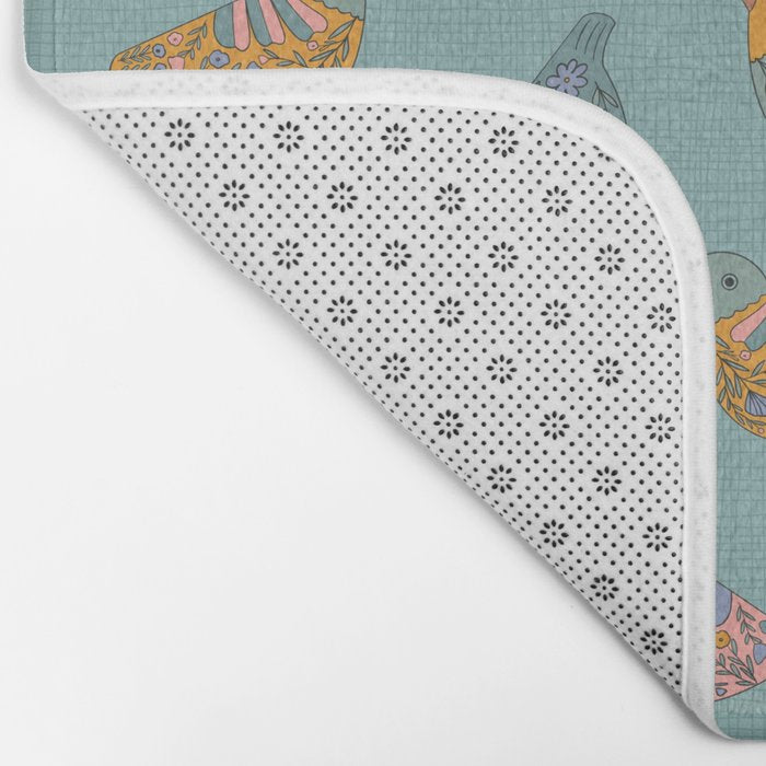 Pastel Bird Pattern  Bath Mat Gallery Image 2