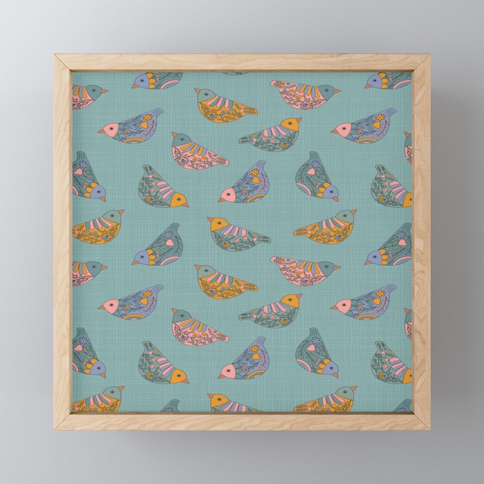 Pastel Bird Pattern  Mini Art Print Gallery Image 1
