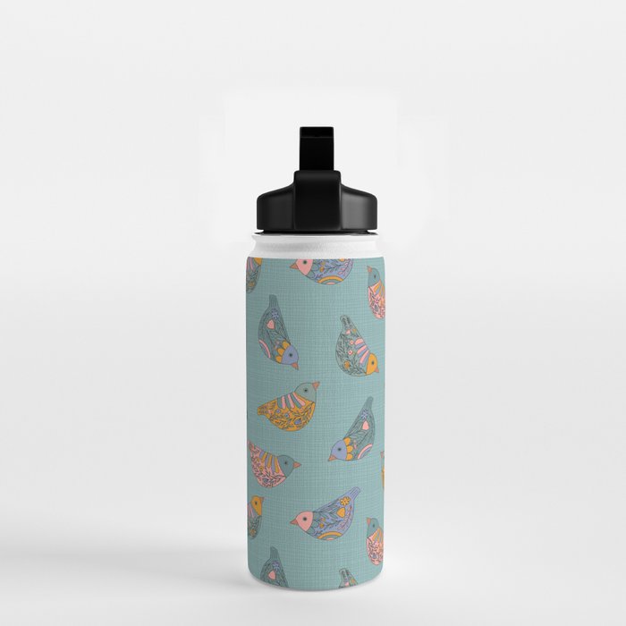 Pastel Bird Pattern  Water Bottle Gallery Image 2