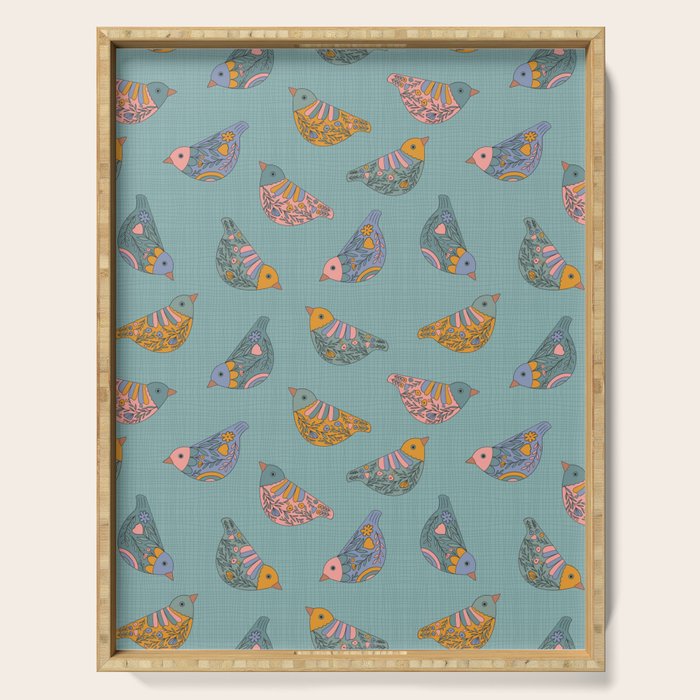 Pastel Bird Pattern  Serving Tray Gallery Image 1