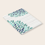 Blooms and Stripes, Aqua and Navy Notebook Gallery Image 2