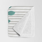 Blooms and Stripes, Aqua and Navy Throw Blanket Gallery Image 3