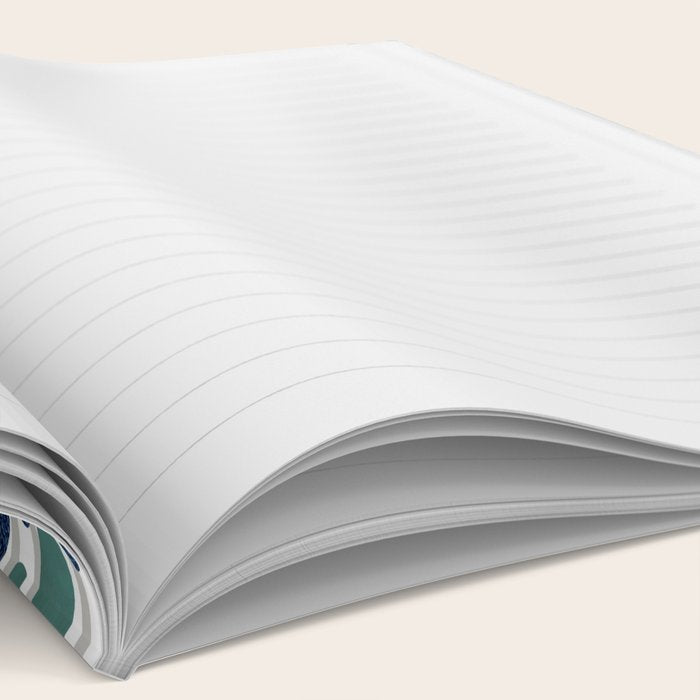 Blooms and Stripes, Aqua and Navy Notebook Gallery Image 2