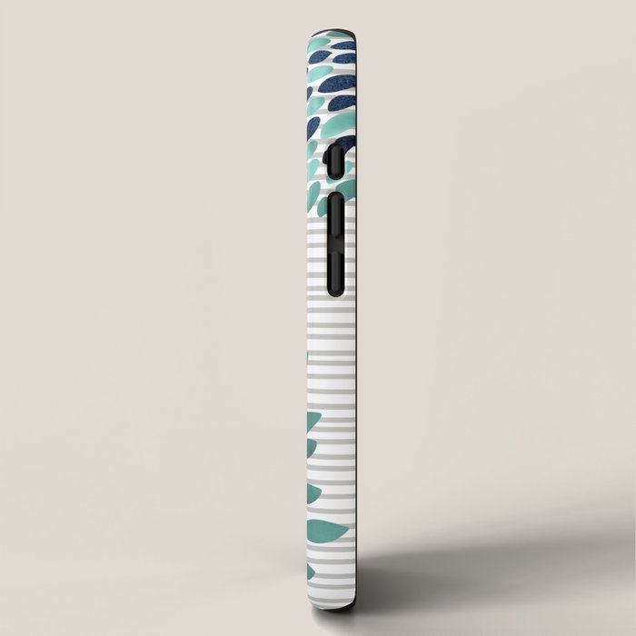 Blooms and Stripes, Aqua and Navy iPhone Case Gallery Image 2