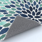 Blooms and Stripes, Aqua and Navy Rug Gallery Image 4
