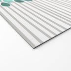 Blooms and Stripes, Aqua and Navy Welcome Mat Gallery Image 2
