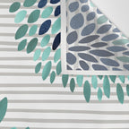 Blooms and Stripes, Aqua and Navy Wall Tapestry Gallery Image 3