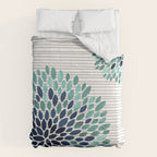 Blooms and Stripes, Aqua and Navy Comforter Gallery Image 6