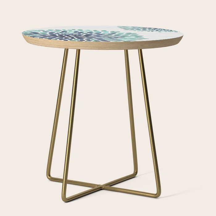Blooms and Stripes, Aqua and Navy Side Table Gallery Image 1